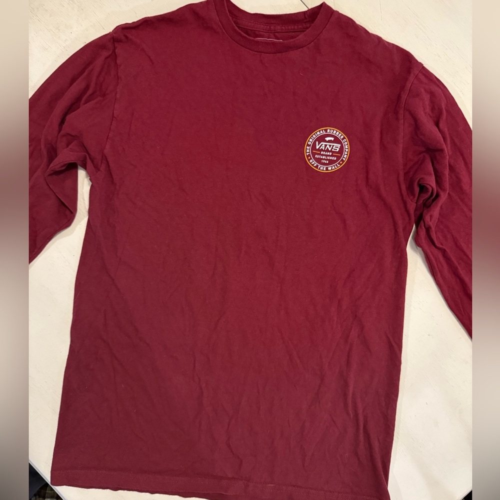 Vans Red Long Sleeve Tee Classic Design